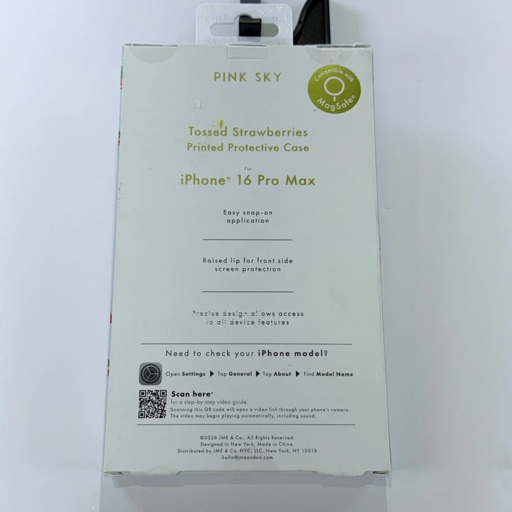 Pink Sky iPhone 16 Pro Max Tossed Strawberries MagSafe Protective Case 321B1